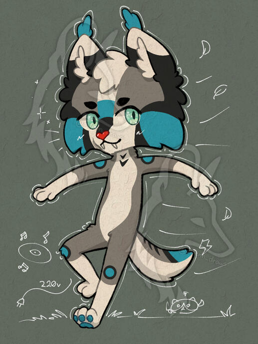 Full body - 1 OC - lineart + colored + shadows - chibi - anthro