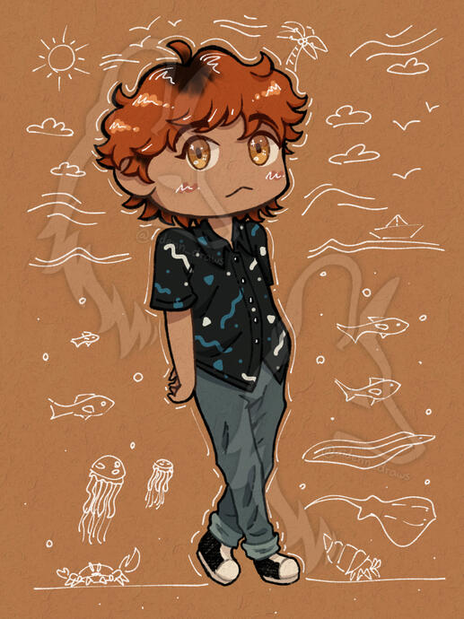 Full body - 1 OC - lineart + colored + shadows - chibi - humanoid
