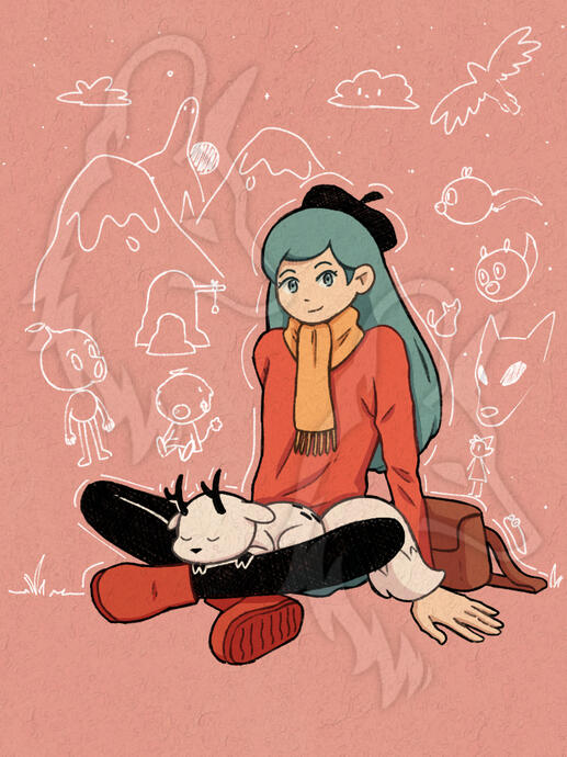 Full body - 1 OC - lineart + colored + shadows - cartoon - humanoid