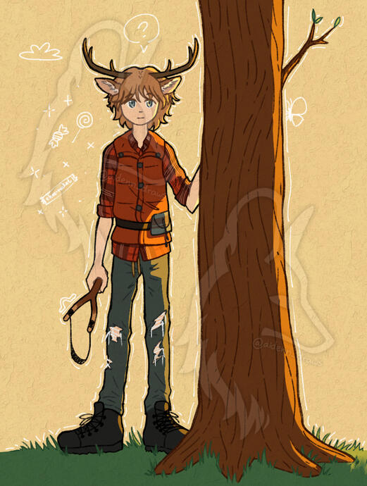 Full body - 1 OC - lineart + colored + shadows - cartoon - humanoid