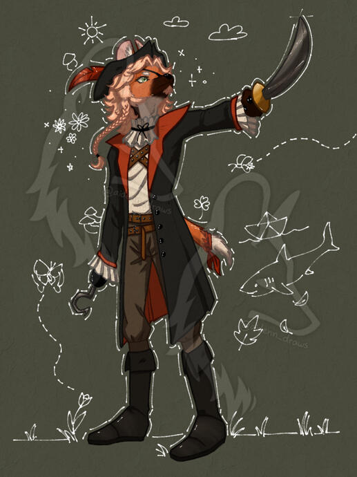 Full body - 1 OC - lineart + colored + shadows - standard - anthro
