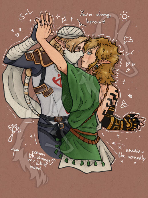 Half body - 2 OCs - lineart + colored + shadows - standard - humanoid